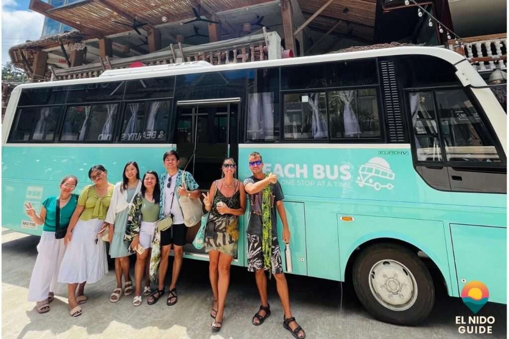 Beach Bus hop-on hop-off service at an El Nido beach stop