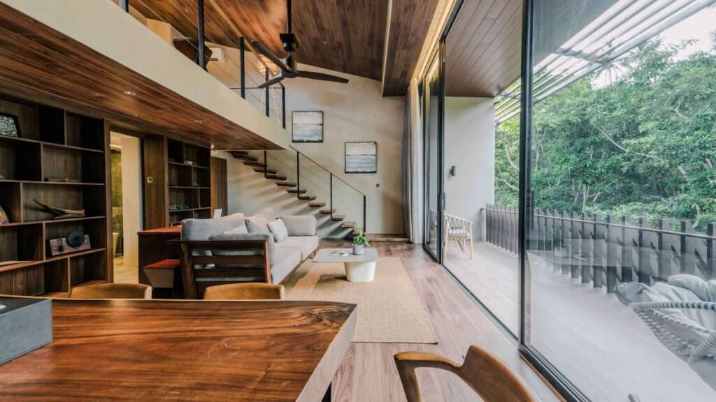 Presidential Loft at Piece Lio El Nido with a loft bedroom above a full living room